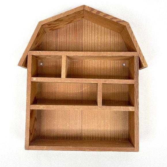 Vintage Barn Shaped Wood Trinket Shelf